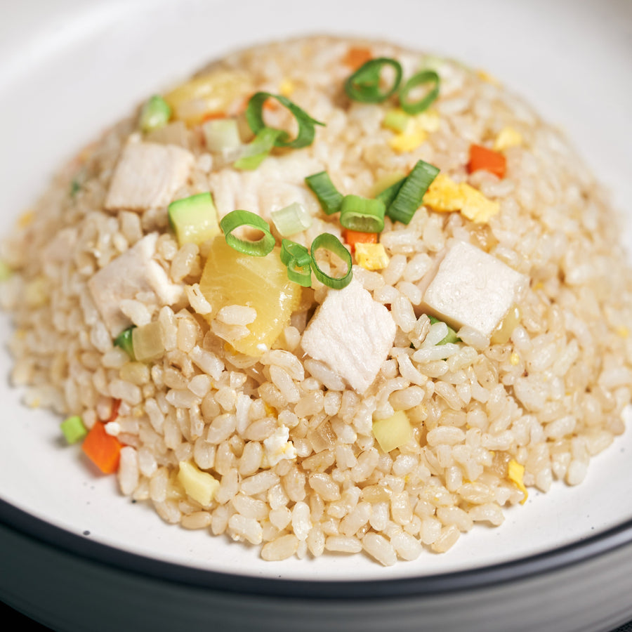 Chicken Fried Rice with Pineapple, Carrots, Zucchini & Onion