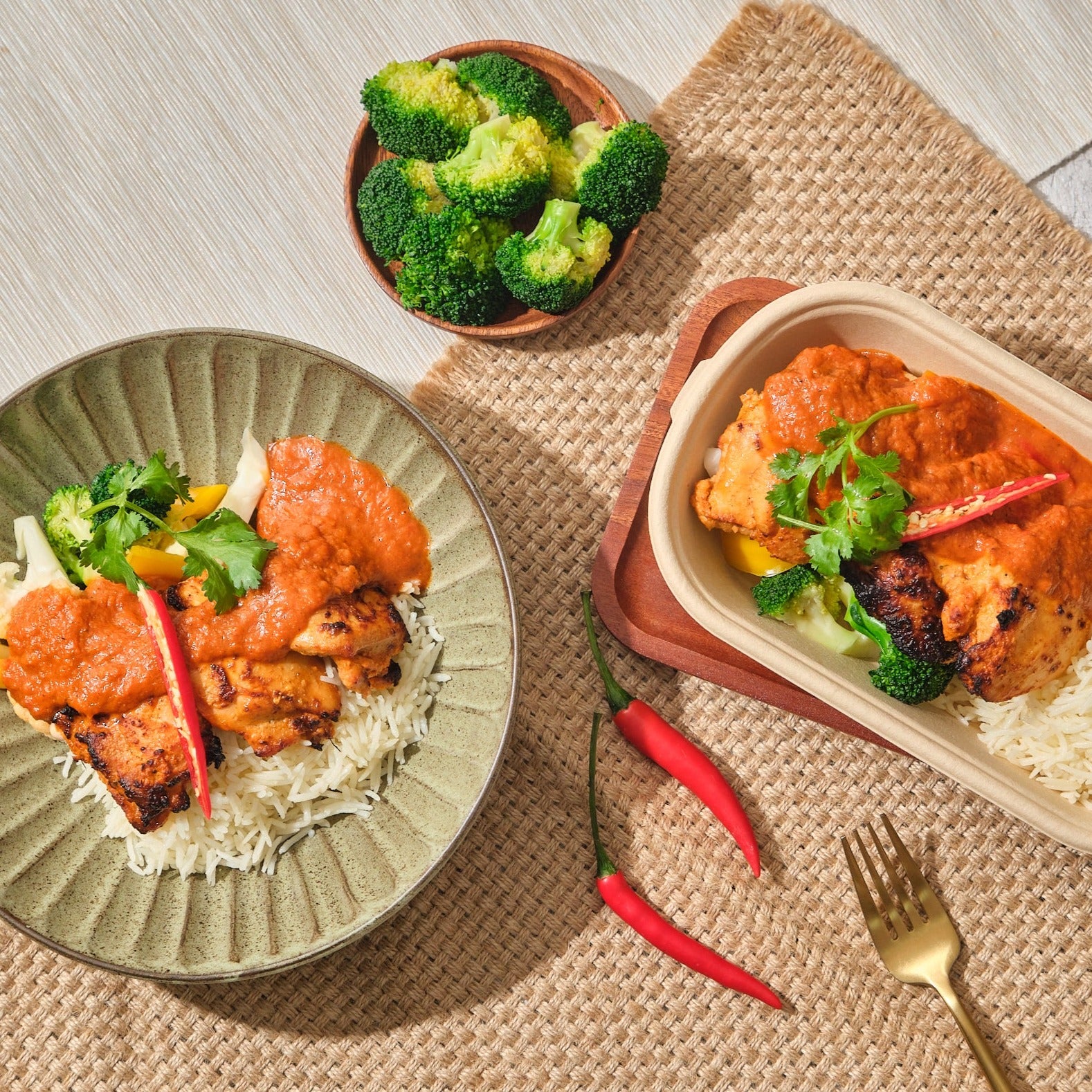 Low Fat Chicken Tikka Masala with Broccoli, Cauliflower, Cherry Tomato