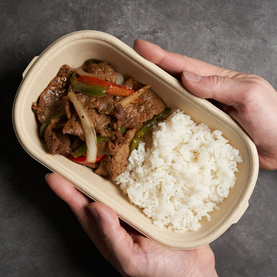 Stir Fried Beef with Assorted Peppers & Steamed Jasmine Rice