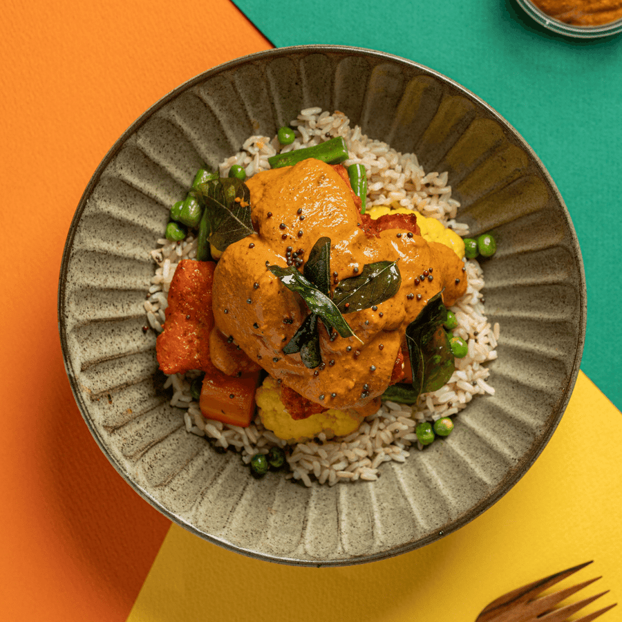 Goan Fish Masala with Steamed Indian Vegetables