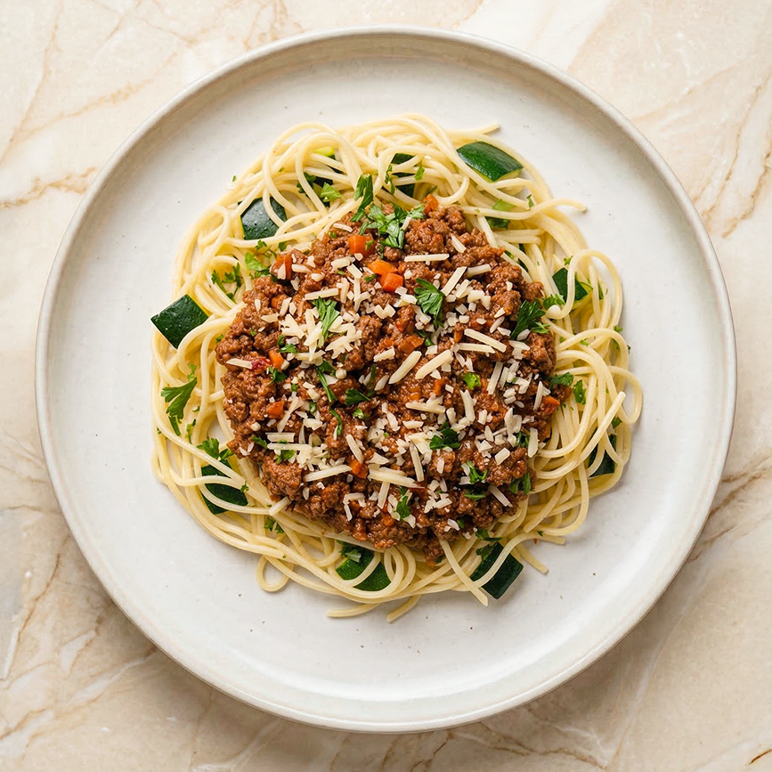 Beef Bolognese with Zucchini Spaghetti