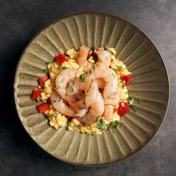 High Protein Cantonese Style Scrambled Eggs with Sauteed Prawns & Scallions