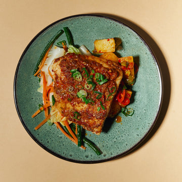 Sichuan Marinated Sole Fish with Sauteed Cabbage & Green Beans