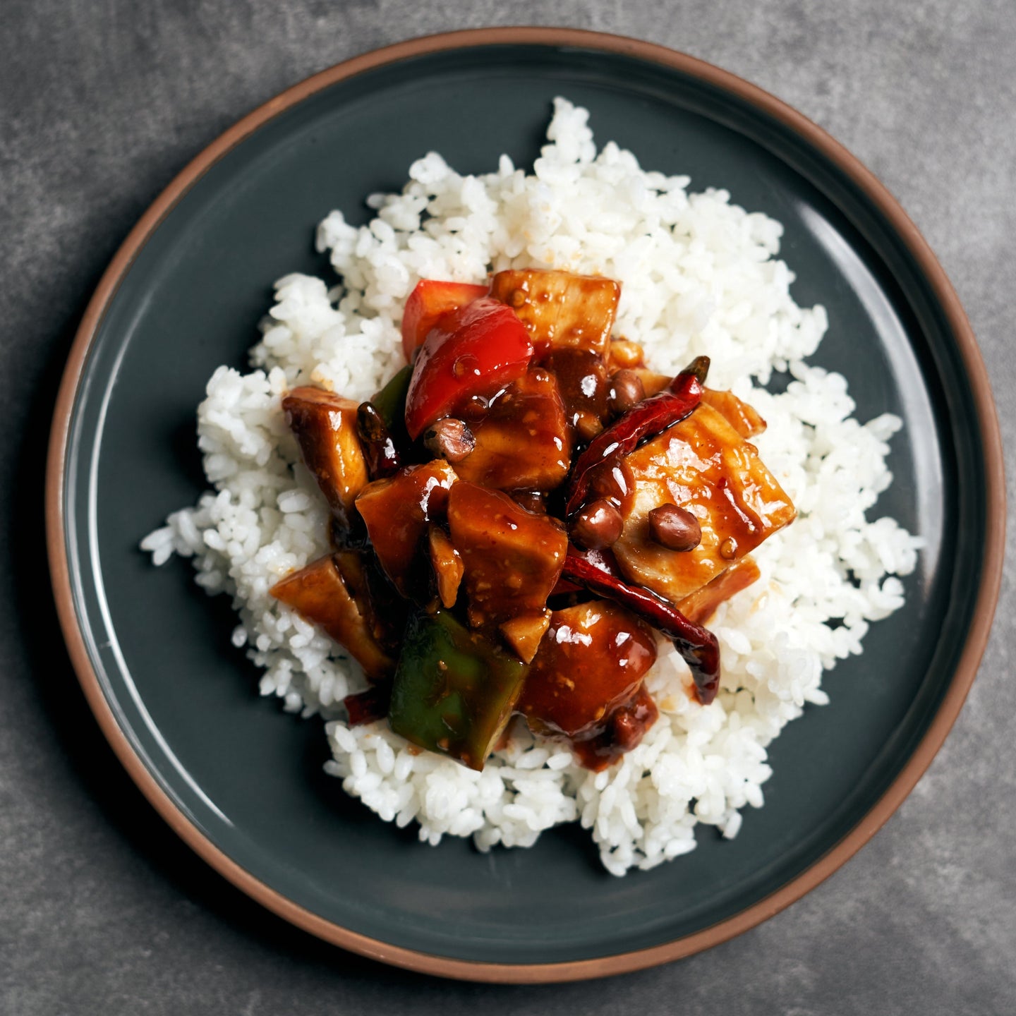 Kung Pao Chicken Stir Fry with Assorted Peppers & Jasmine Rice