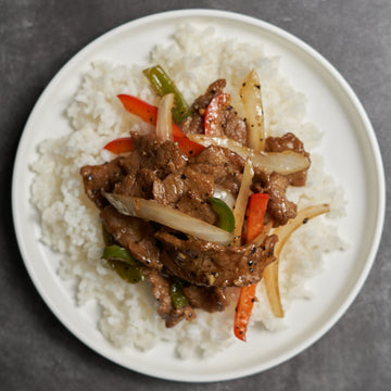 Stir Fried Beef with Assorted Peppers & Jasmine Rice