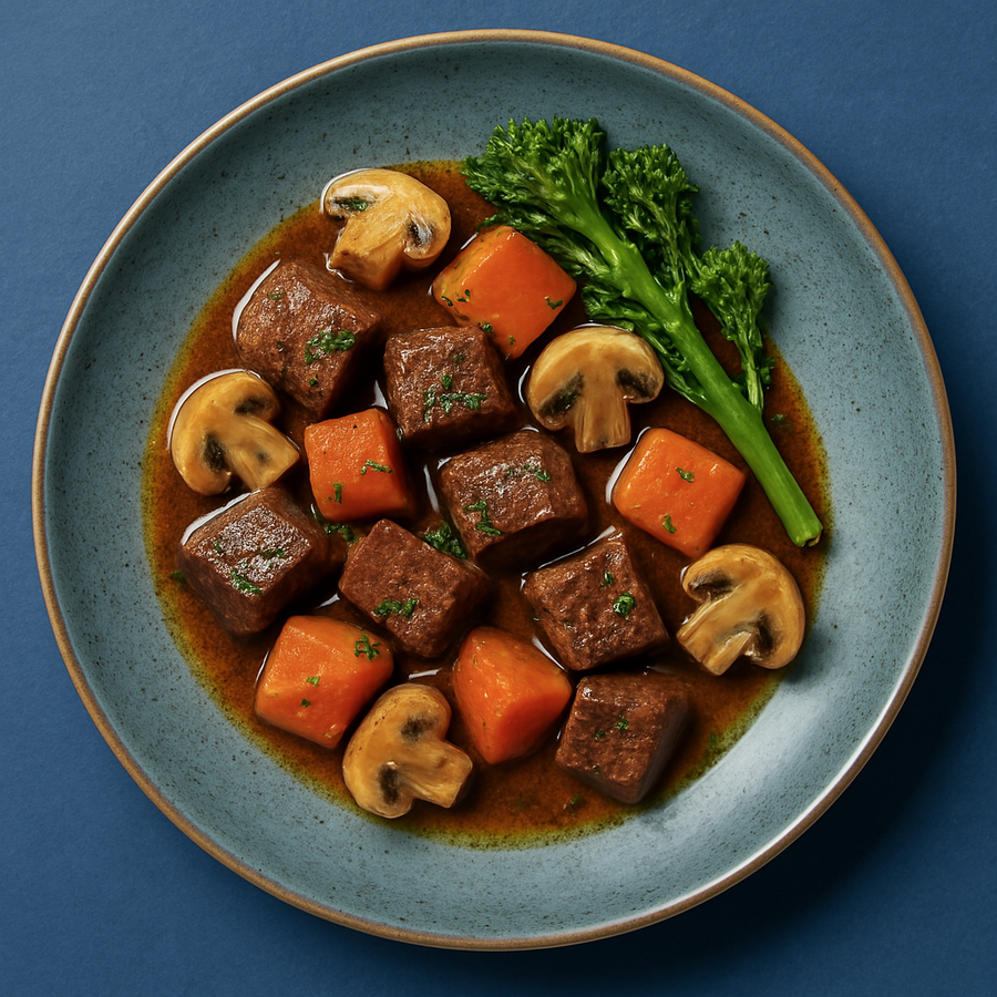 Classic French Beef Bourguignon with Pearl Onions & Roasted Root Vegetables