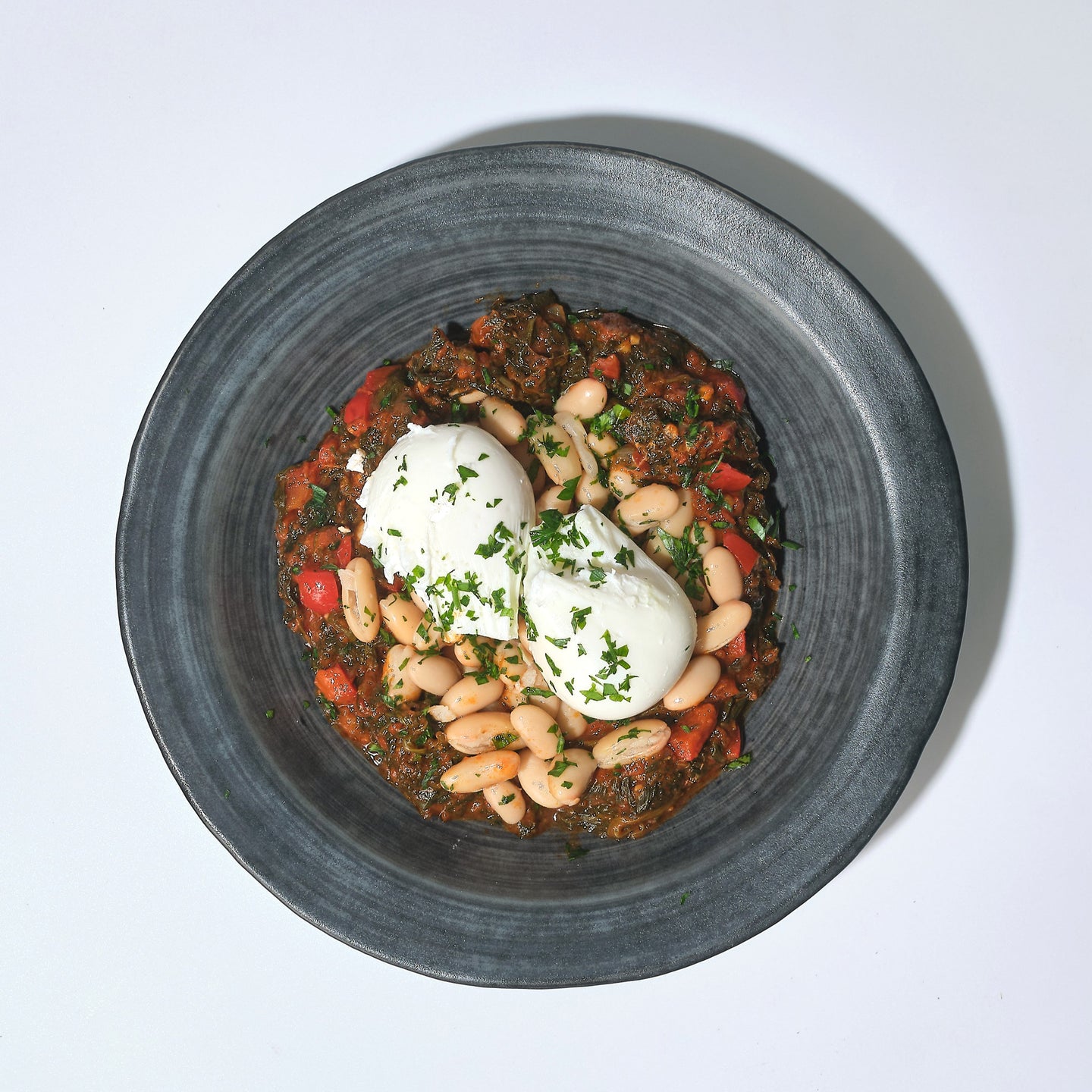 Poached Egg Shakshuka with Beans