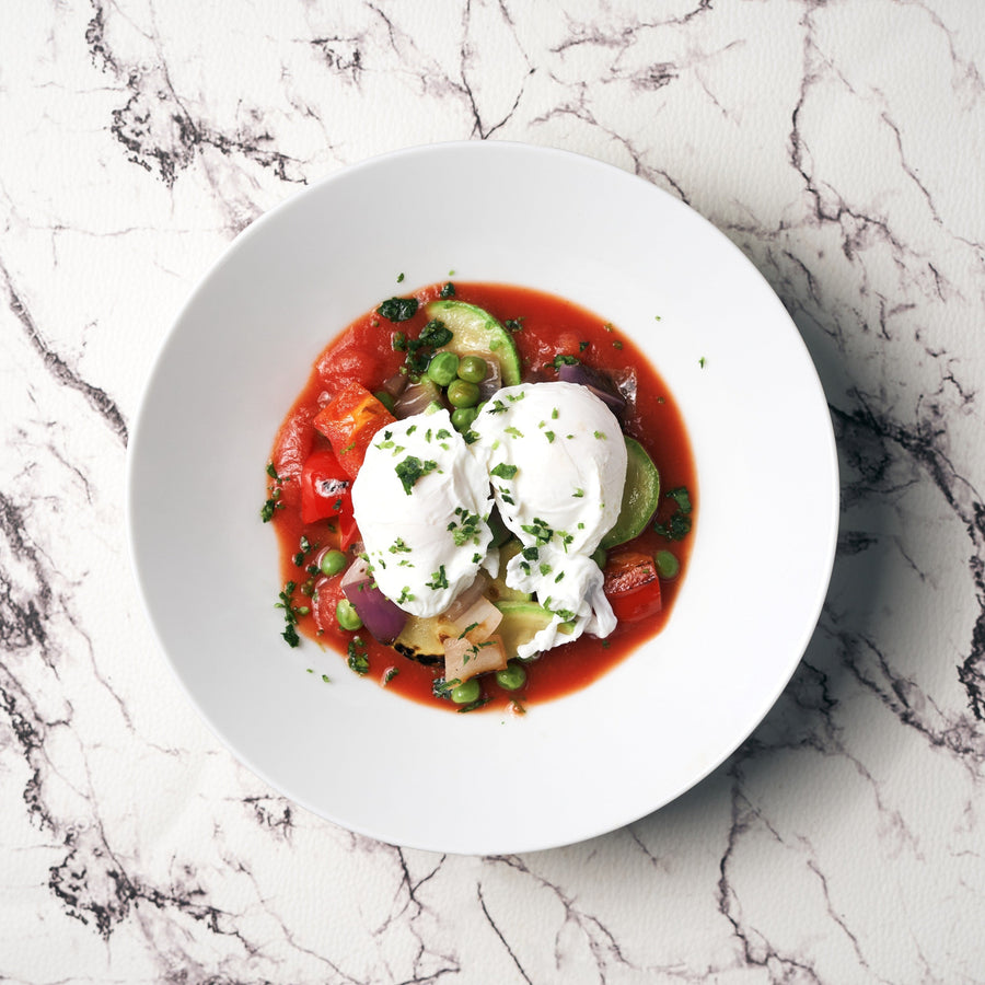 Poached Eggs Shakshuka With Mixed Vegetables