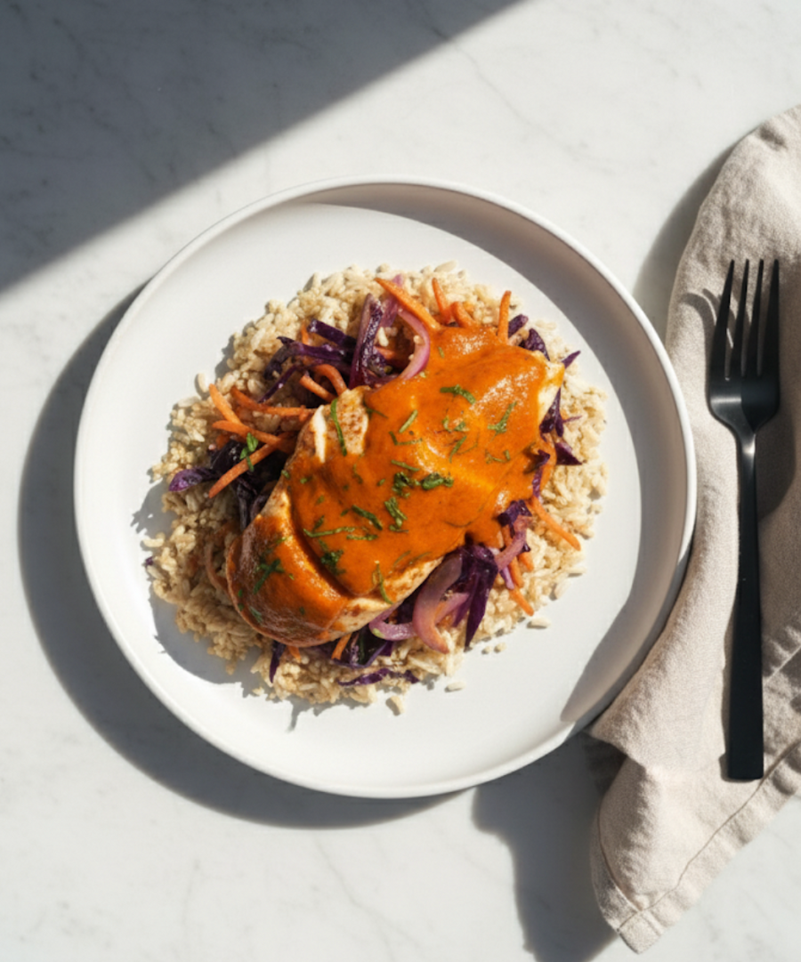 Chicken a la Romana with Mixed Roasted Vegetables & Orzo