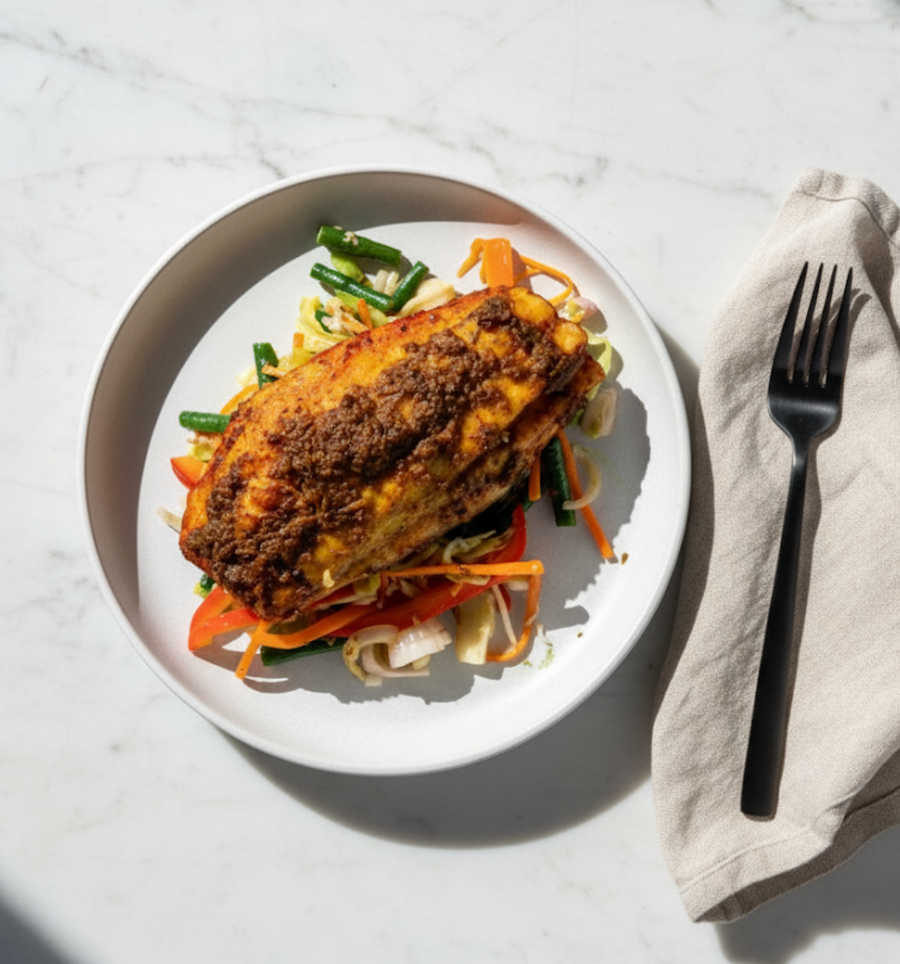 Grilled Sambal Fish with Achar Vegetables & Cauliflower Rice