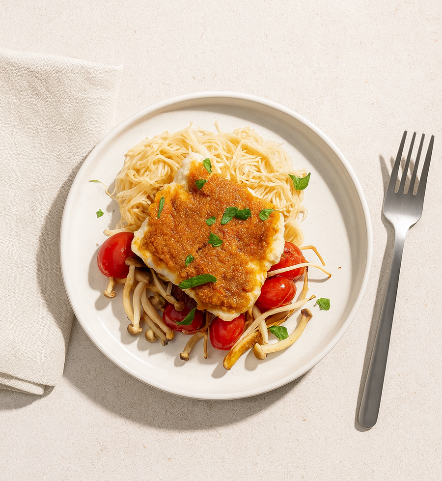 Tom Yum Fish with Thai Vegetables & Rice Vermicelli