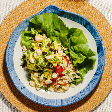 Curry Chicken Salad With Butter Lettuce, Green Apples, Raisins, Toasted Cashews & Orzo