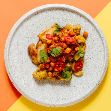 Channa Masala with Spiced Cauliflower & Roasted Potatoes
