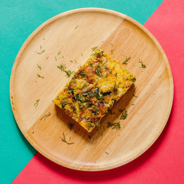 Spinach Frittata with Red Onions, Tomato, Haloumi Cheese & Za'atar